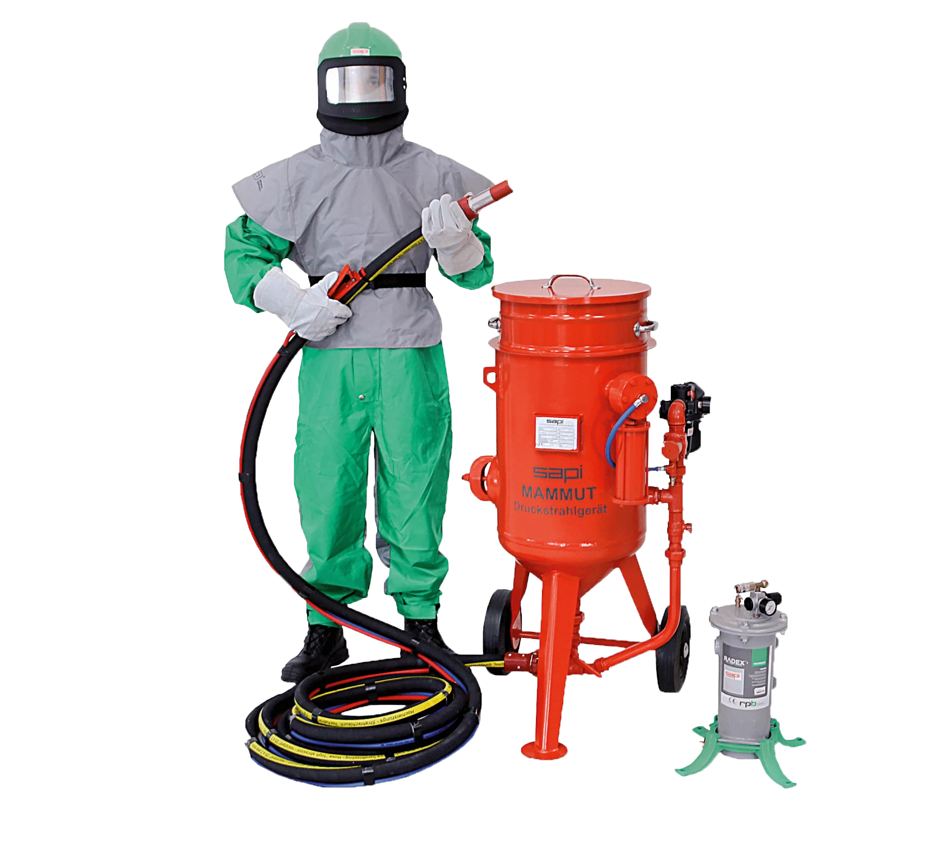 Mammut 60 Liter | SAPI-Druckstrahlgerät mit Ein– Auslassventil